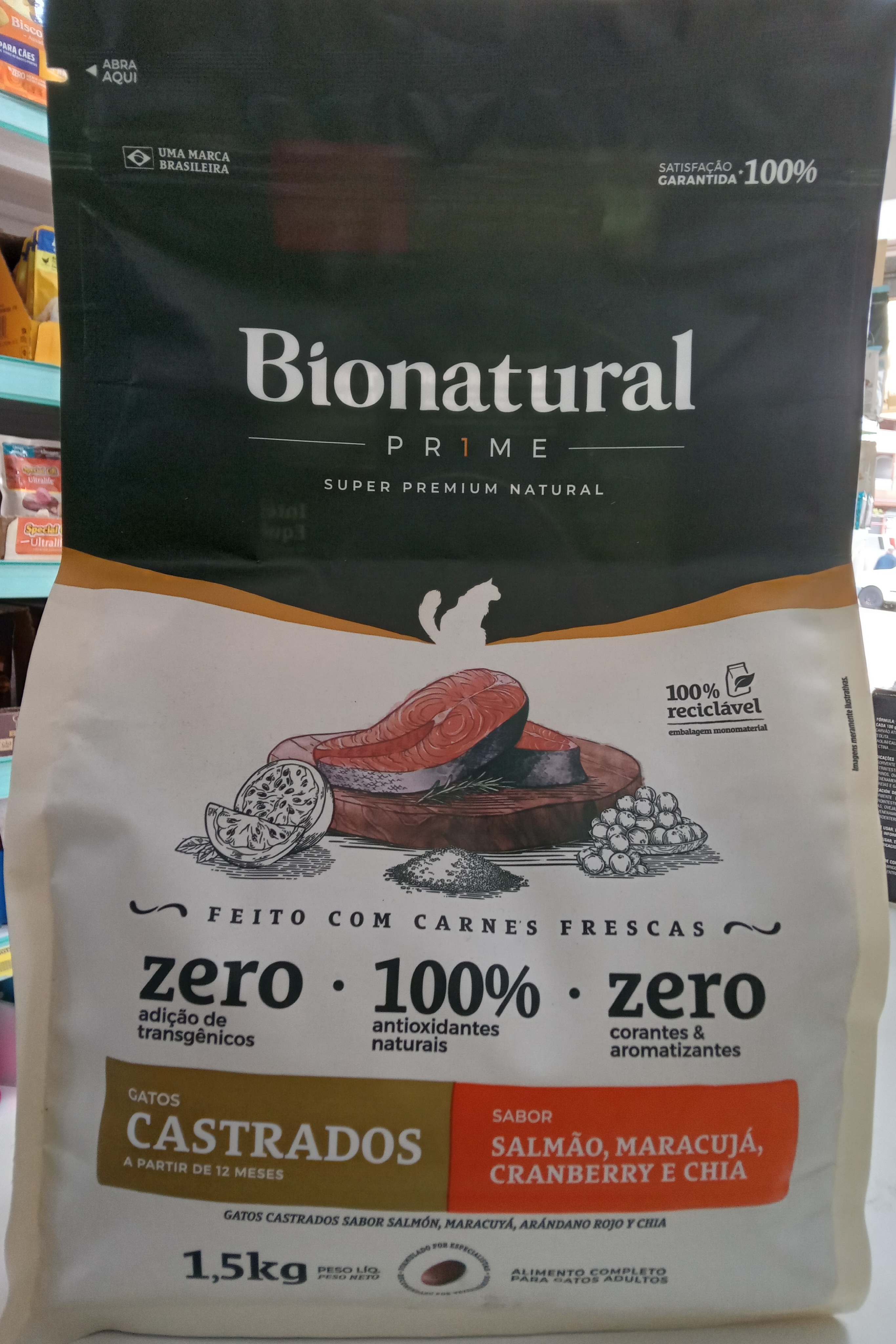 Bionatural Prime 1,5kg Salmão, Maracujá, Cranberry e Chia