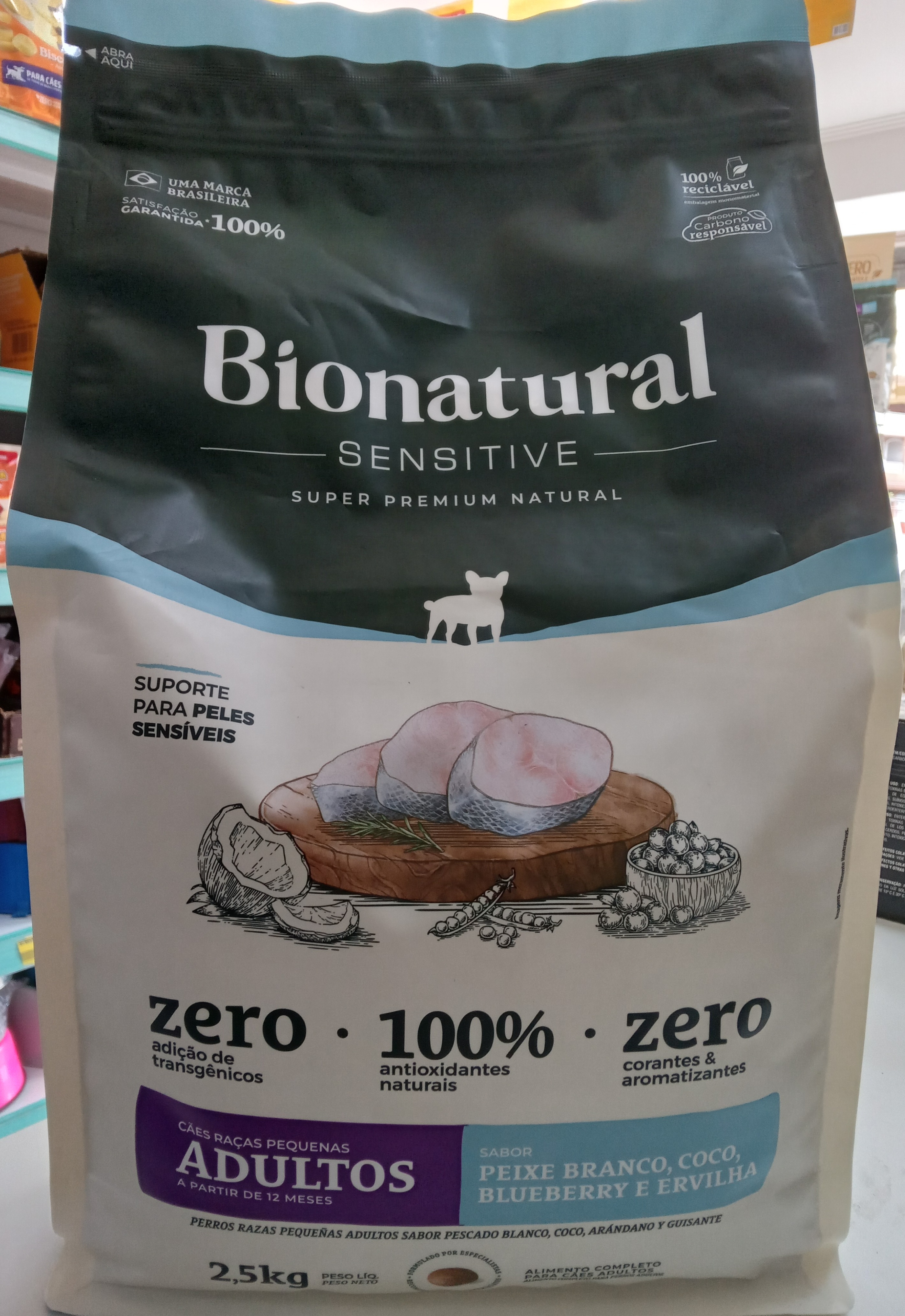 Bionatural Sensitive Peixe Branco, coco, Blueberry e Ervilha