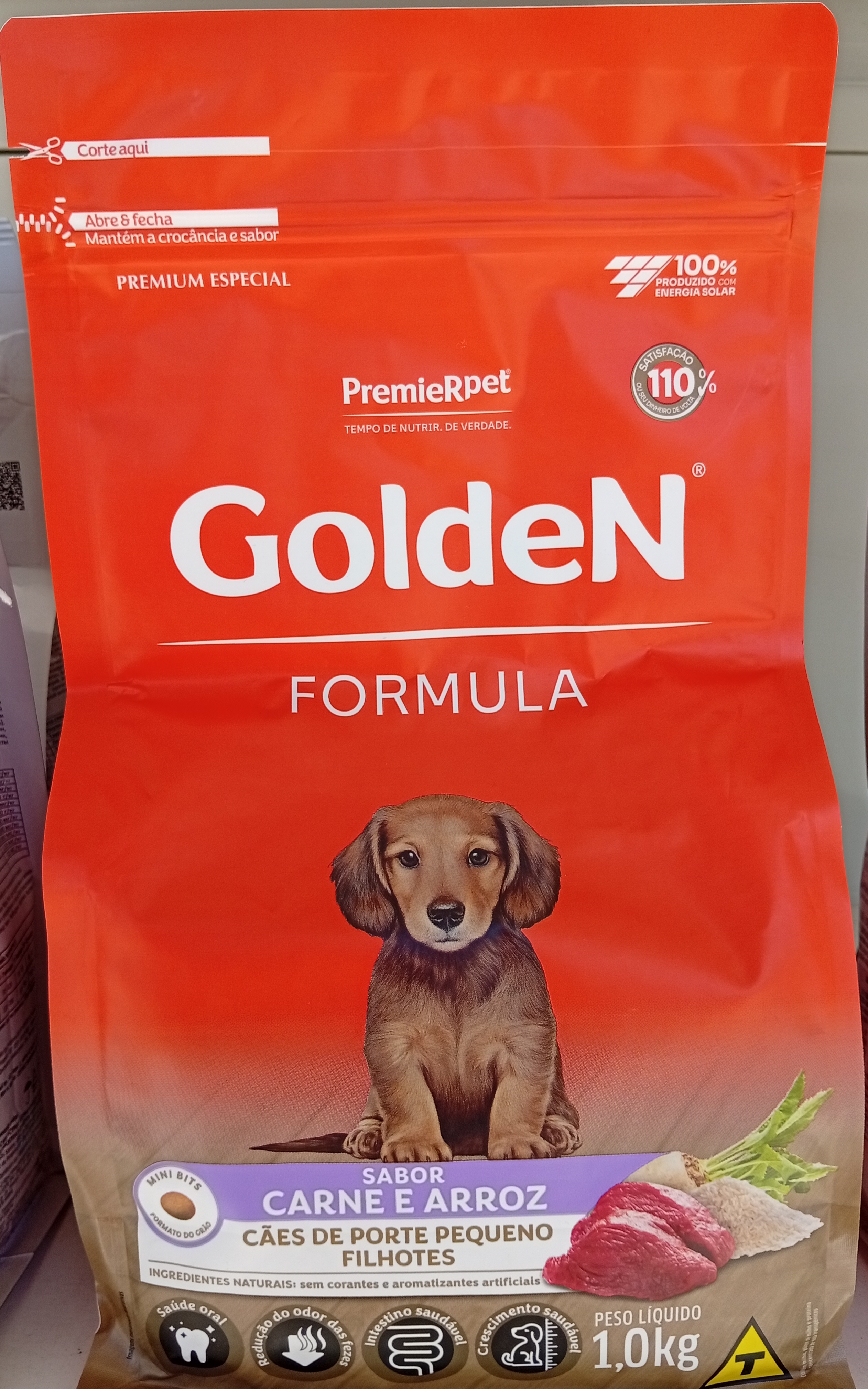 Ração Golden Fórmula Cães Filhotes Porte Pequeno Carne e Arroz 1kg