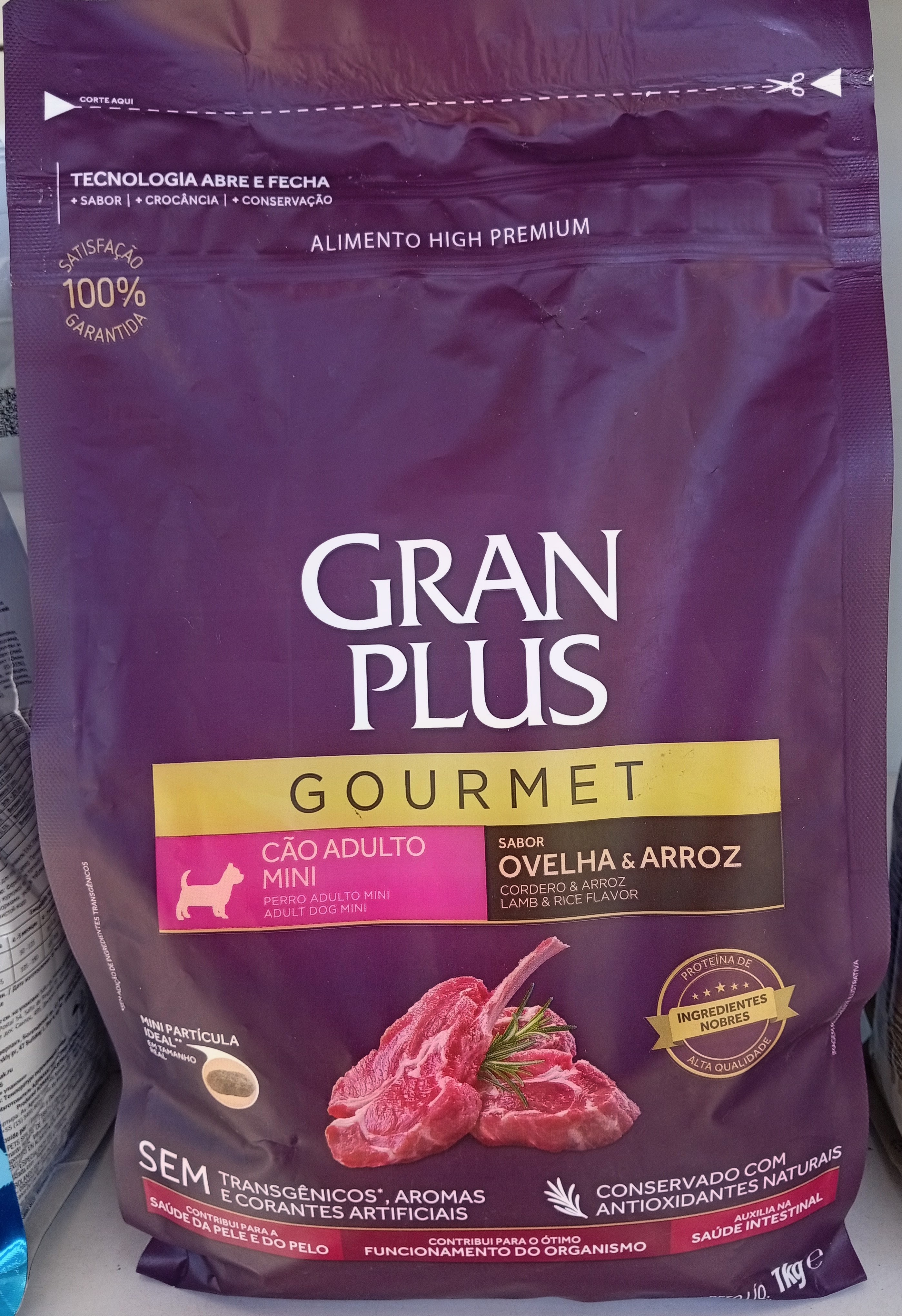 Ração Gran Plus Gourmet Cão Adulto Mini Ovelha e Arroz 1kg