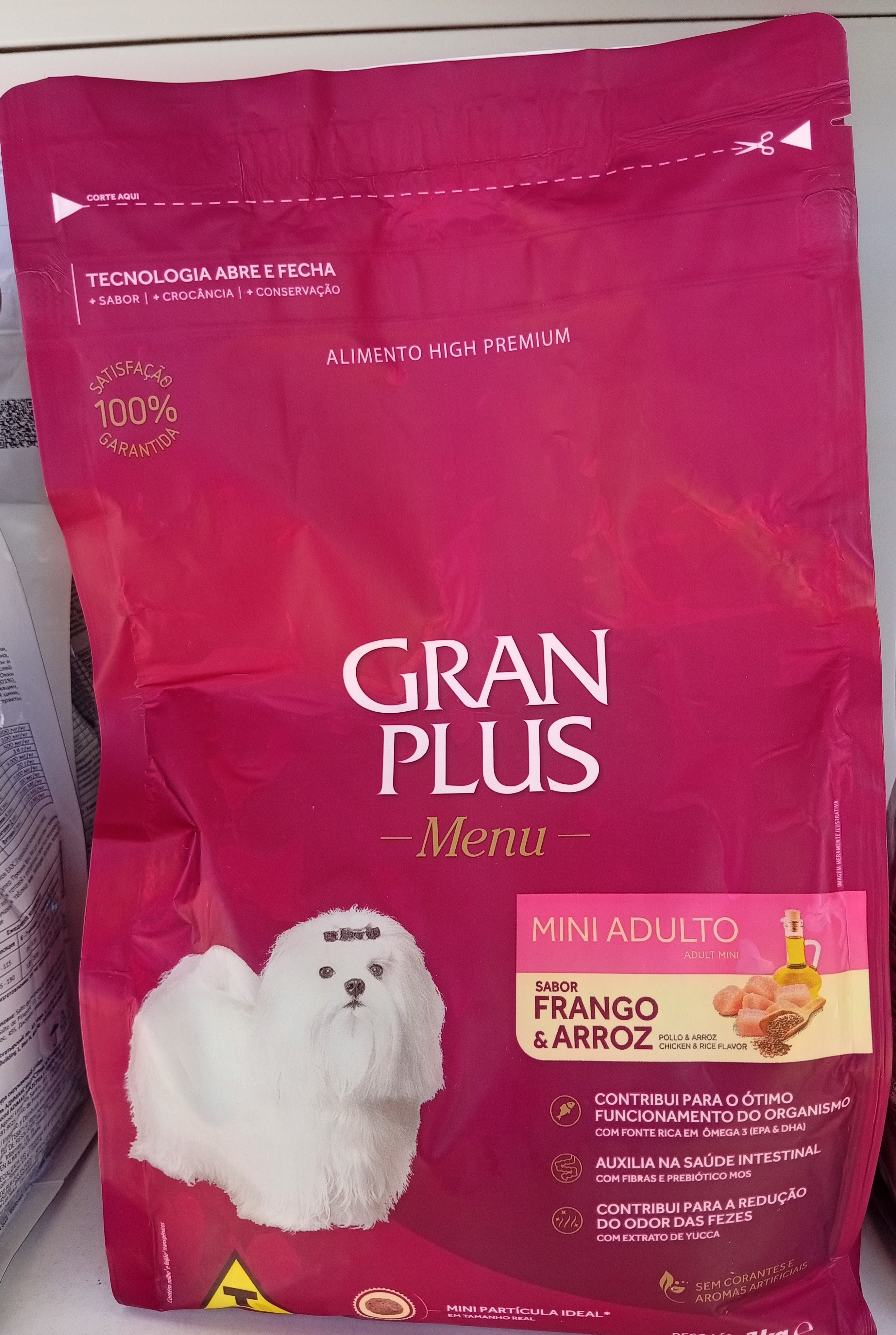 Ração Gran Plus Menu Adulto Mini Frango e Arroz 1kg