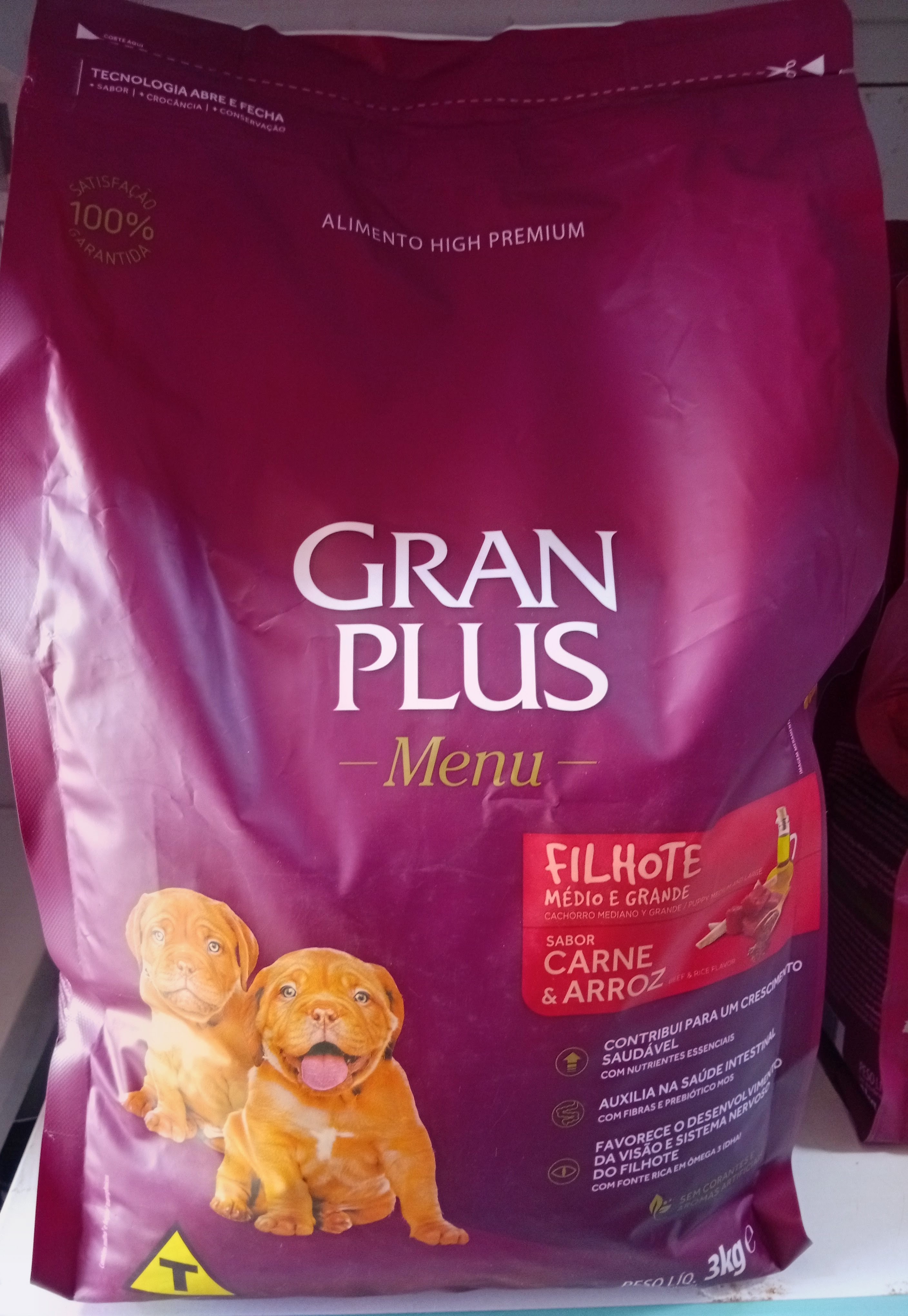 Gran Plus Menu Filhotes Médio e Grande Carne e Arroz 1kg