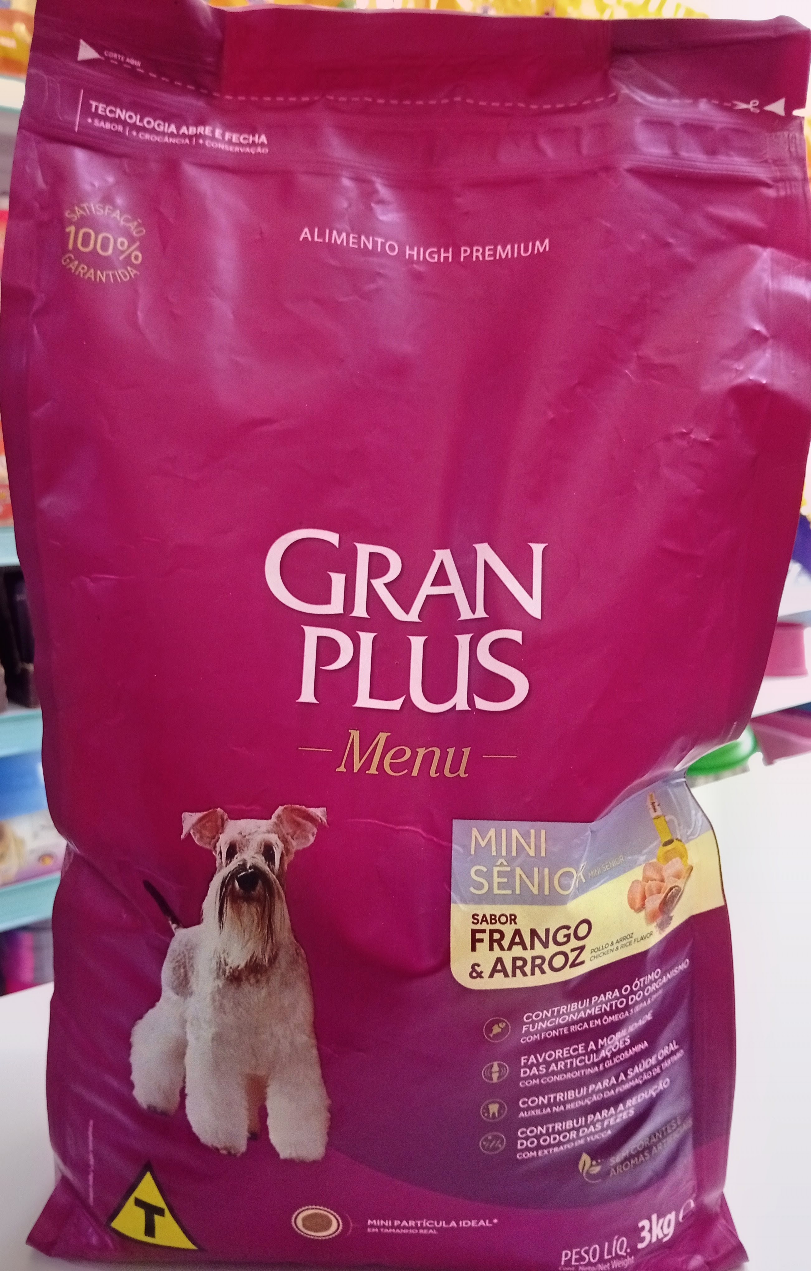 Ração Gran Plus Menu Mini Sênior Frango e Arroz 3kg
