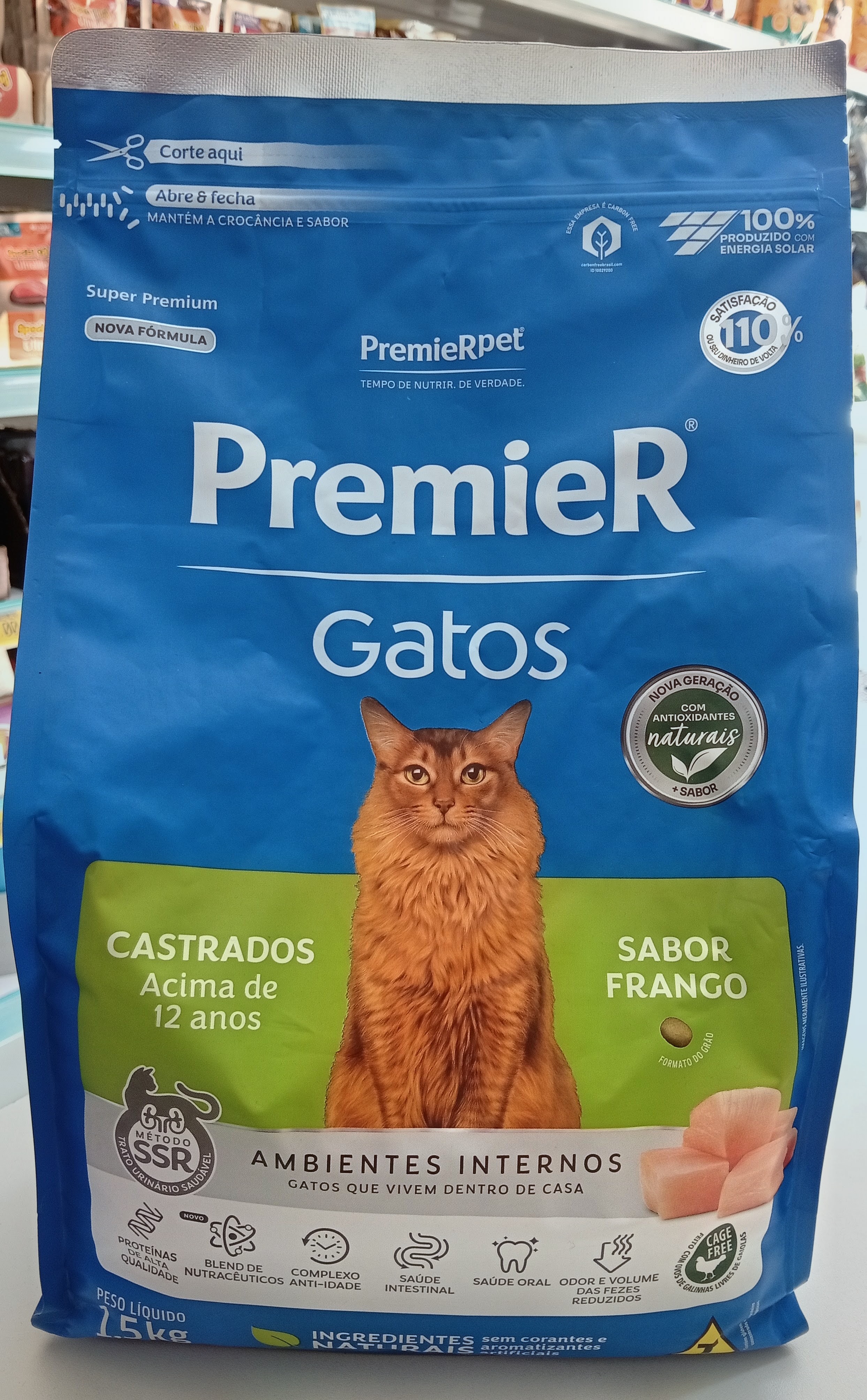 Ração Premier Gatos Castrados Frango 1.5kg