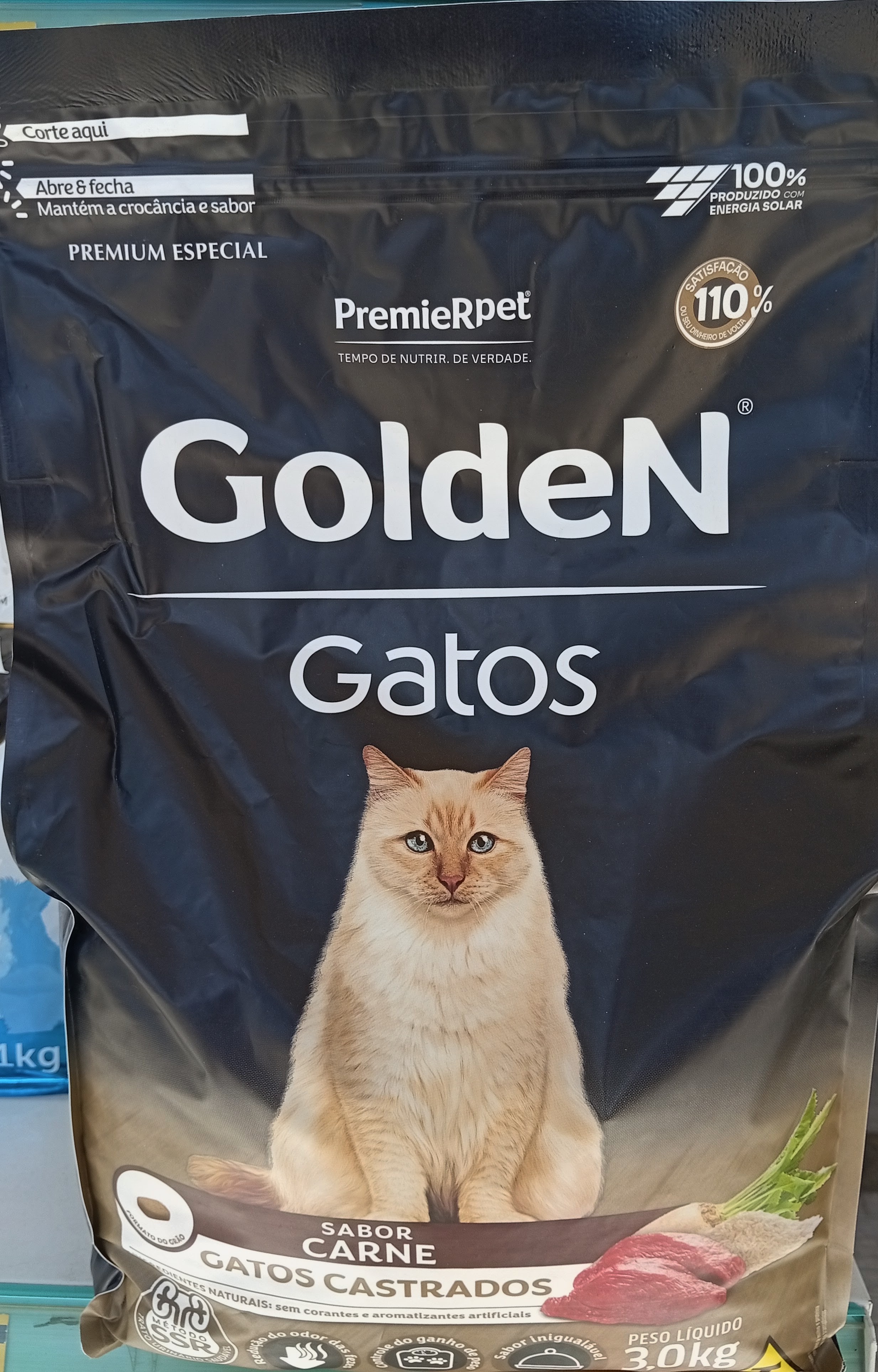 Ração Golden Gatos Castrados Carne 3kg