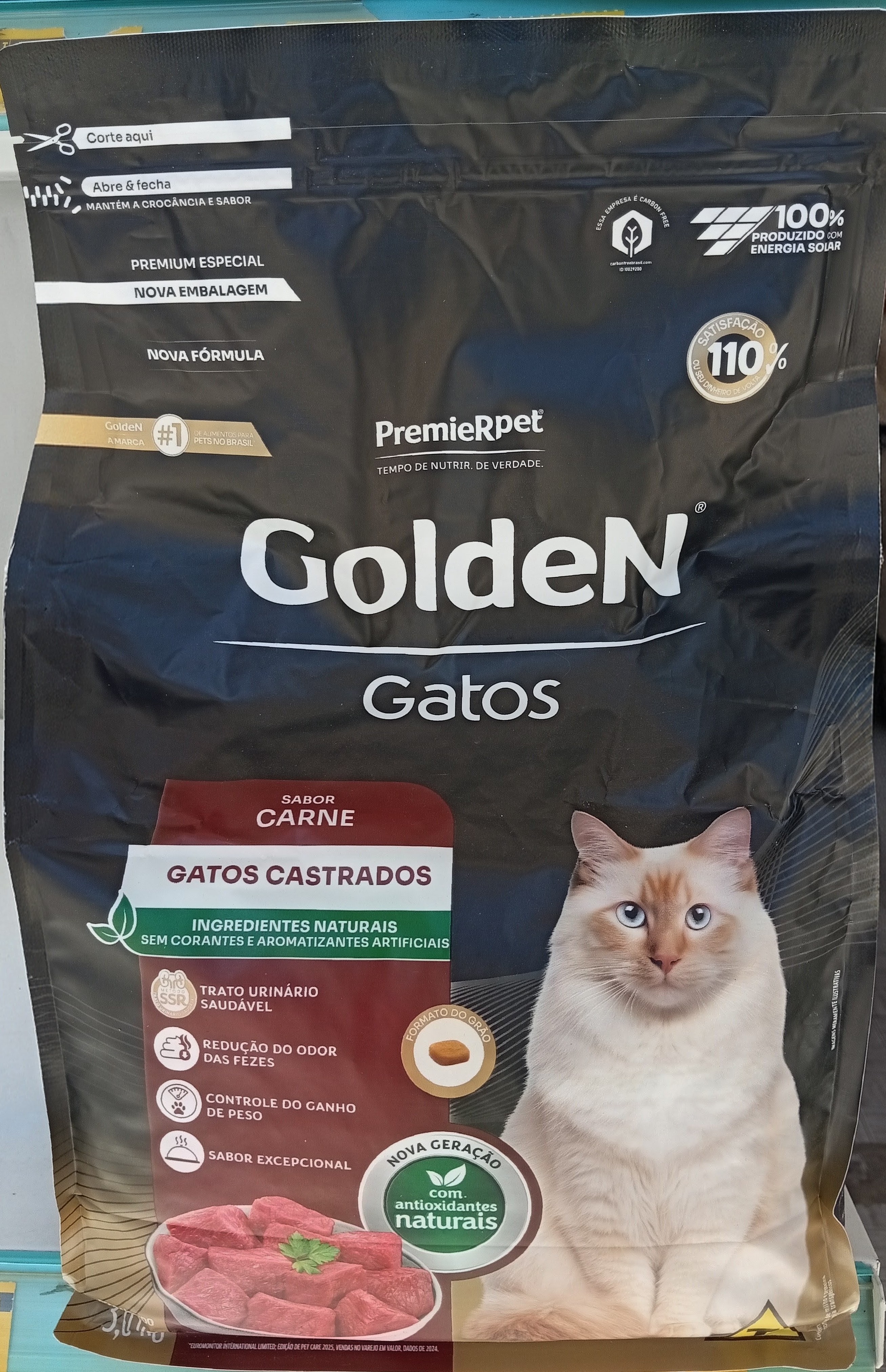 Ração Golden Gatos Castrados Carne 3kg