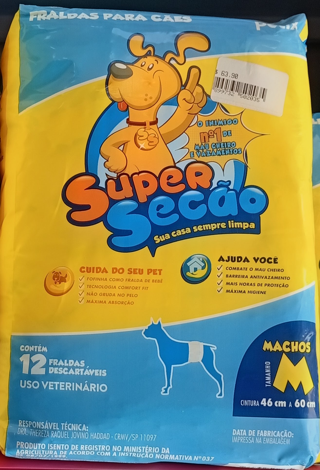 Fraldas Para Cães Machos M 12un