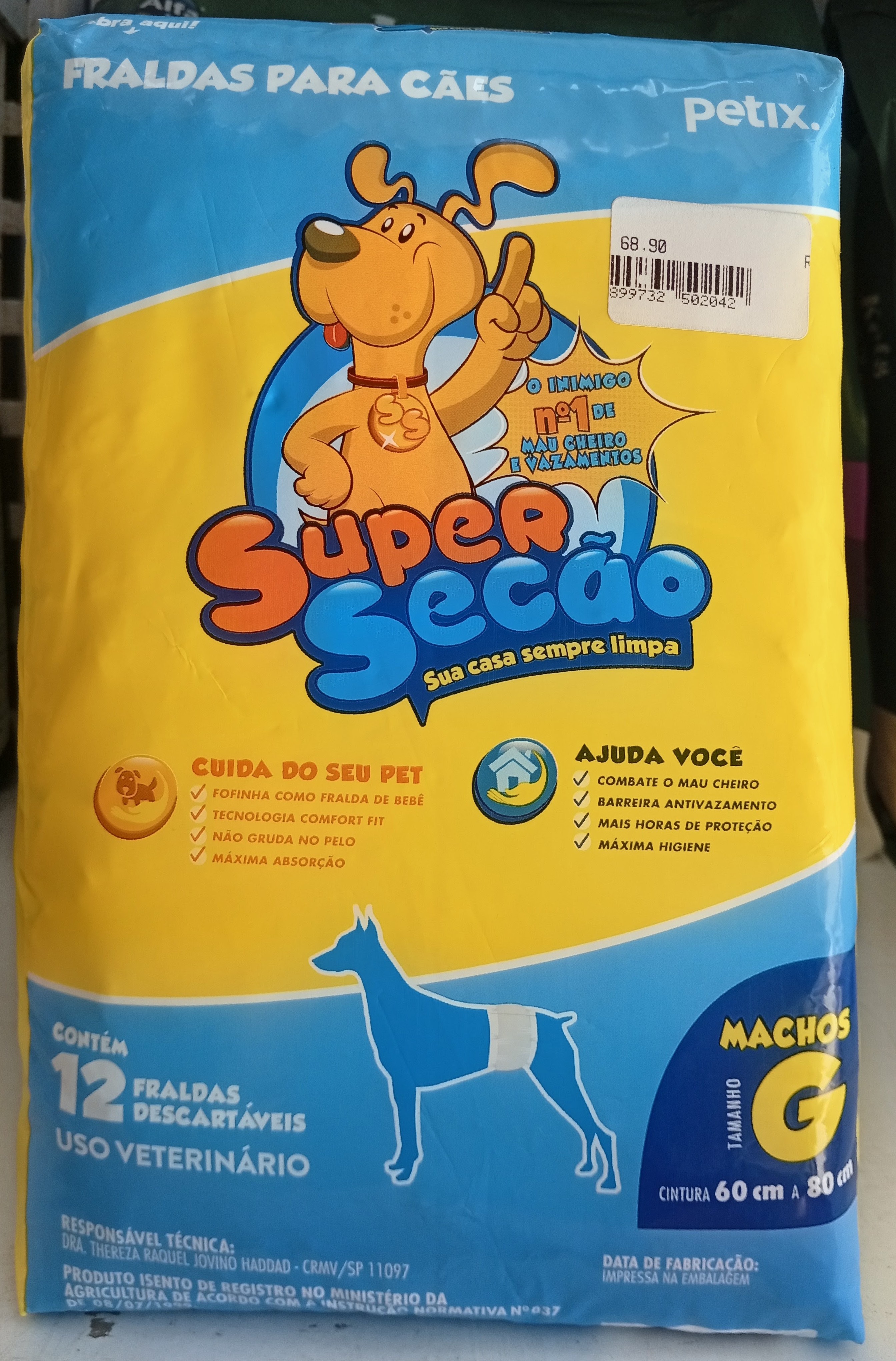 Fraldas Para Cães Machos G 12un