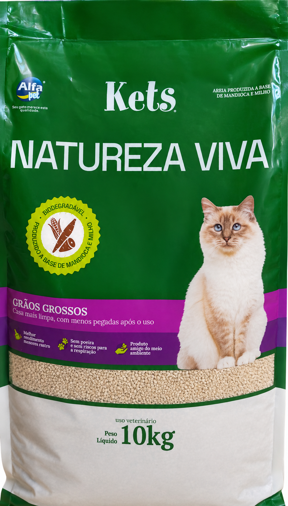 Areia kets Natureza Viva Biodegradável Grãos Grossos10kg